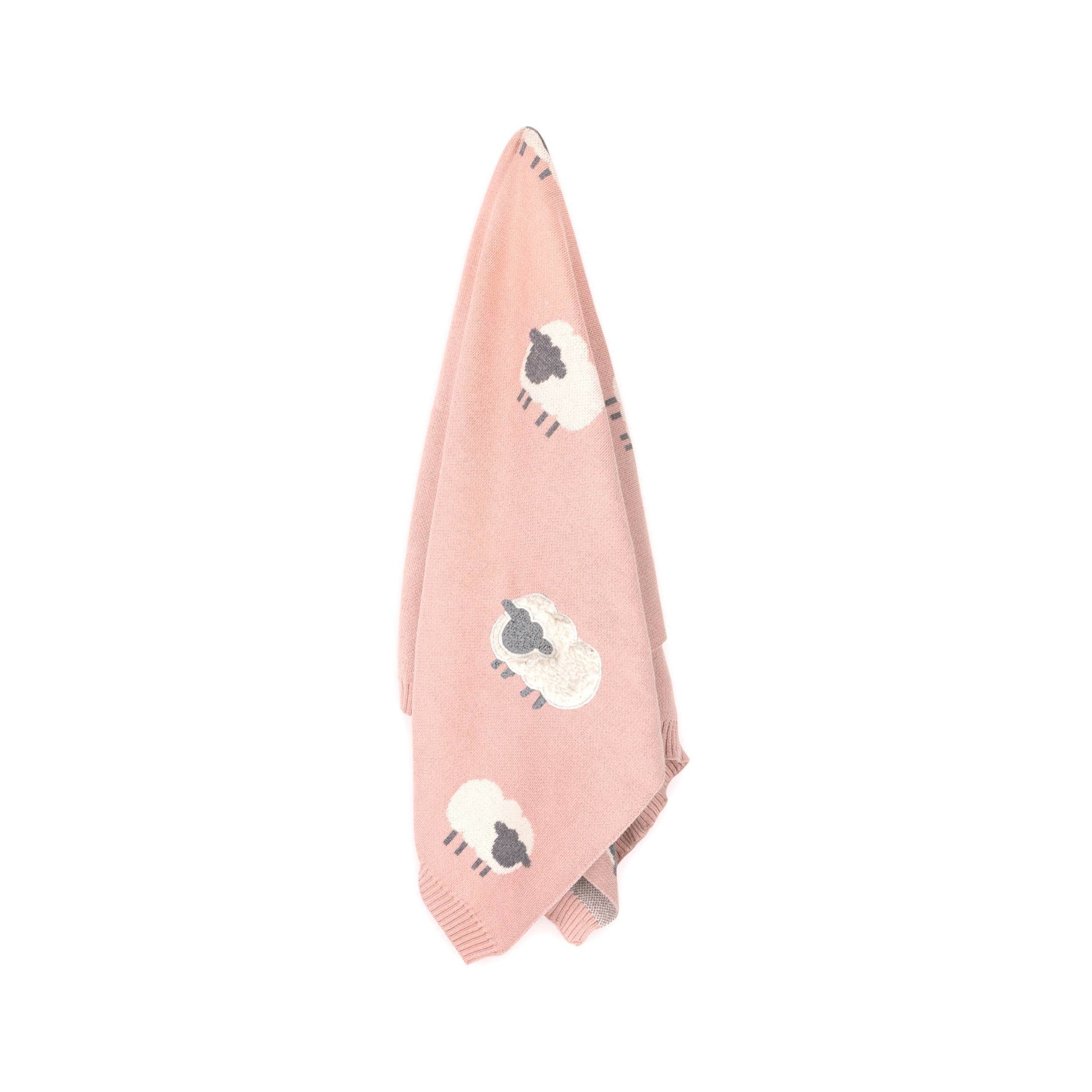 Viverano Organics Rosewood Pink / One Size Wooly Lamb 3D - Organic Cotton Jacquard Knit Baby Blanket