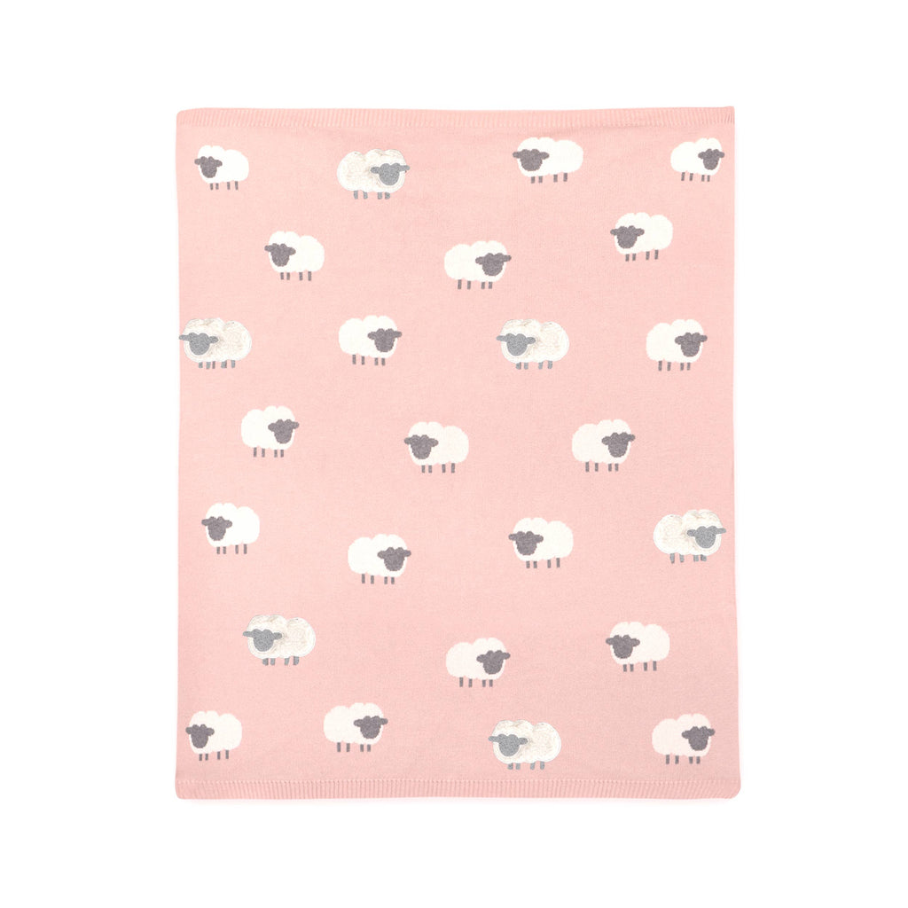 Viverano Organics Rosewood Pink / One Size Wooly Lamb 3D - Organic Cotton Jacquard Knit Baby Blanket
