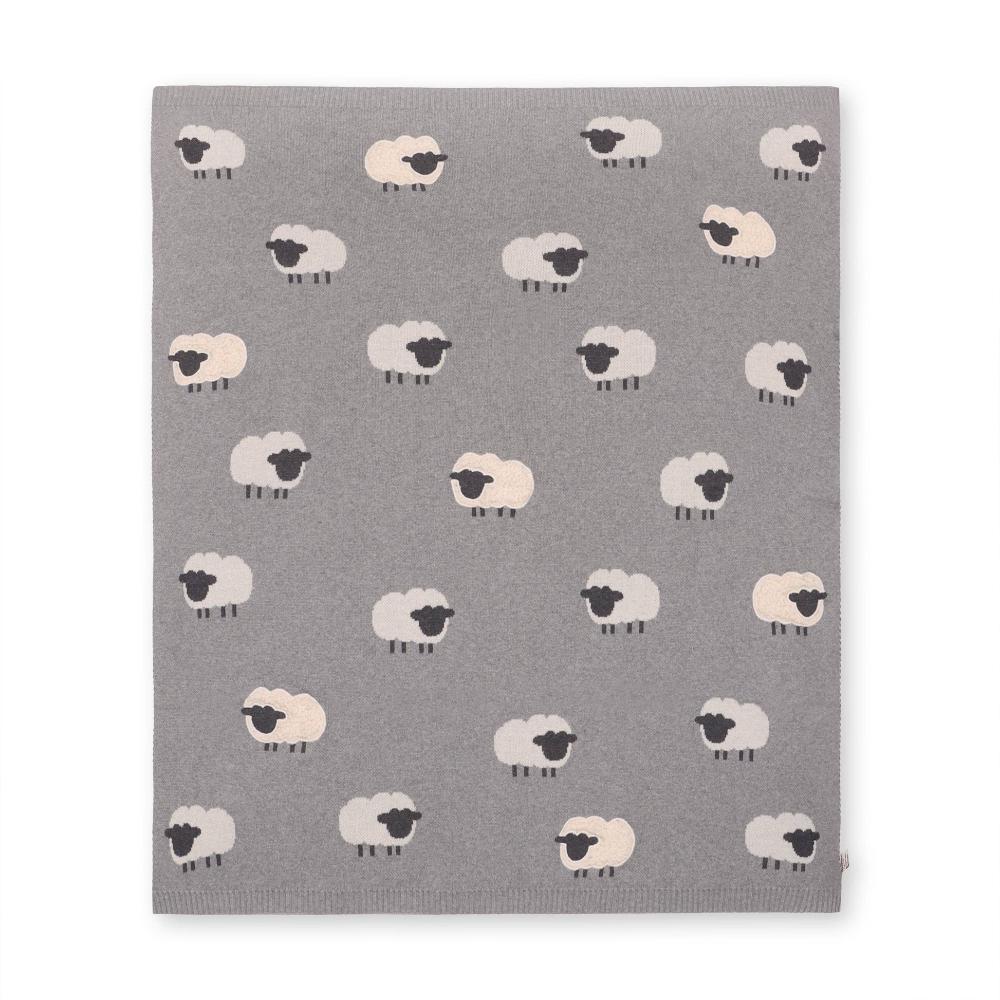 Viverano Organics Wooly Sheep 3D - Organic Cotton Jacquard Knit Baby Blanket