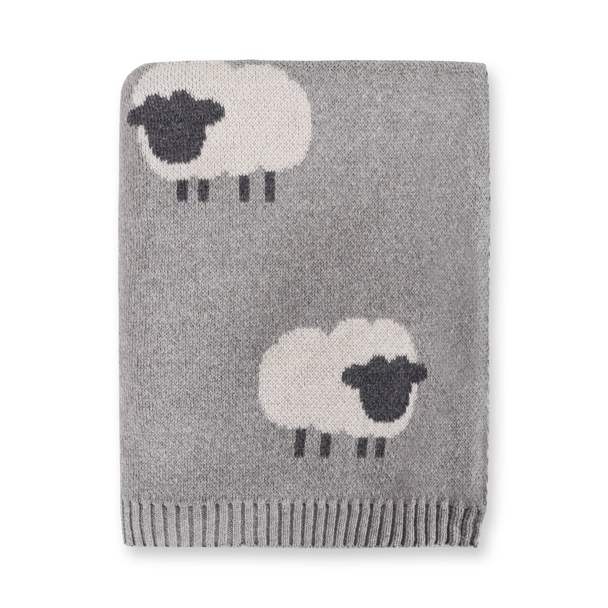 Viverano Organics Wooly Sheep 3D - Organic Cotton Jacquard Knit Baby Blanket