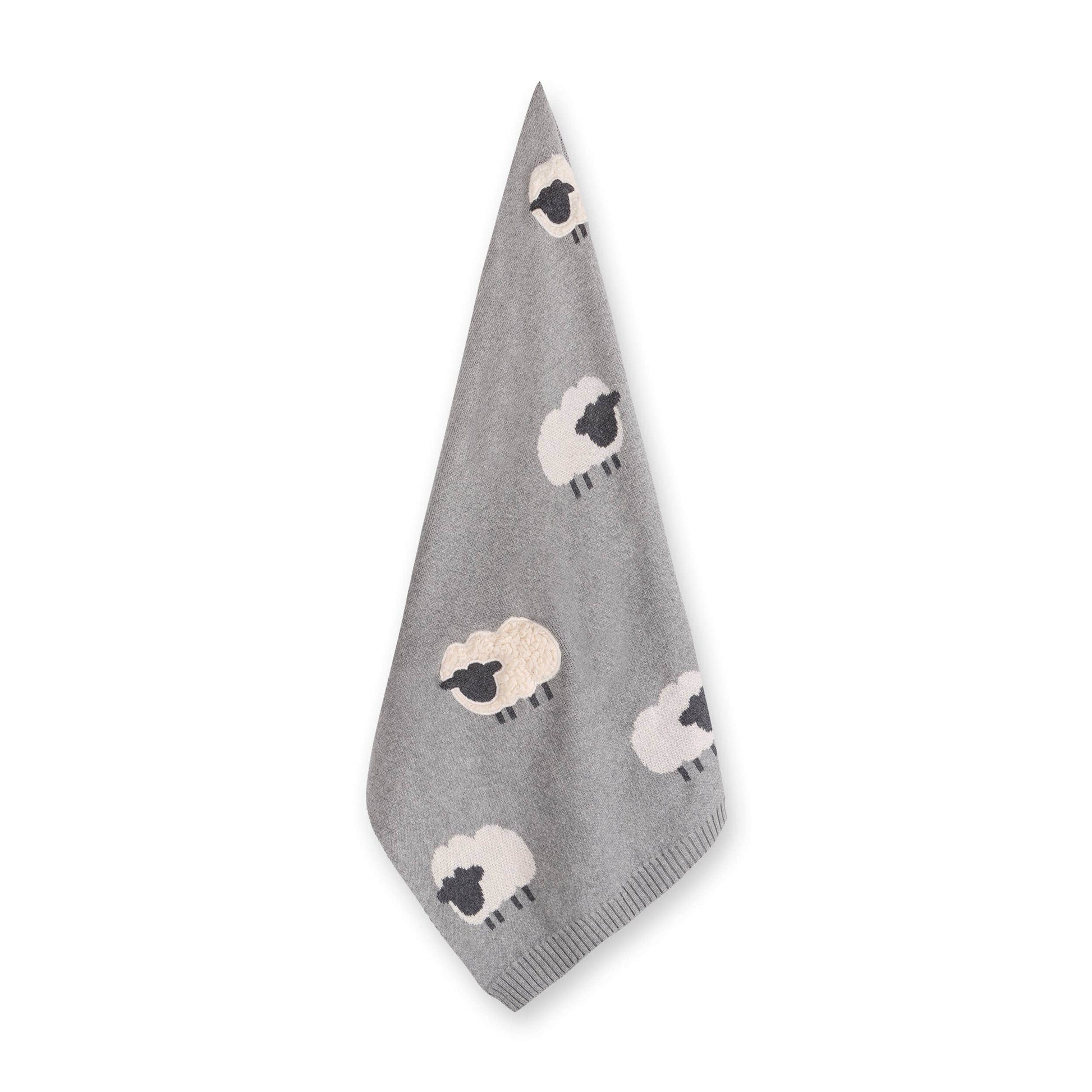 Viverano Organics Wooly Sheep 3D - Organic Cotton Jacquard Knit Baby Blanket