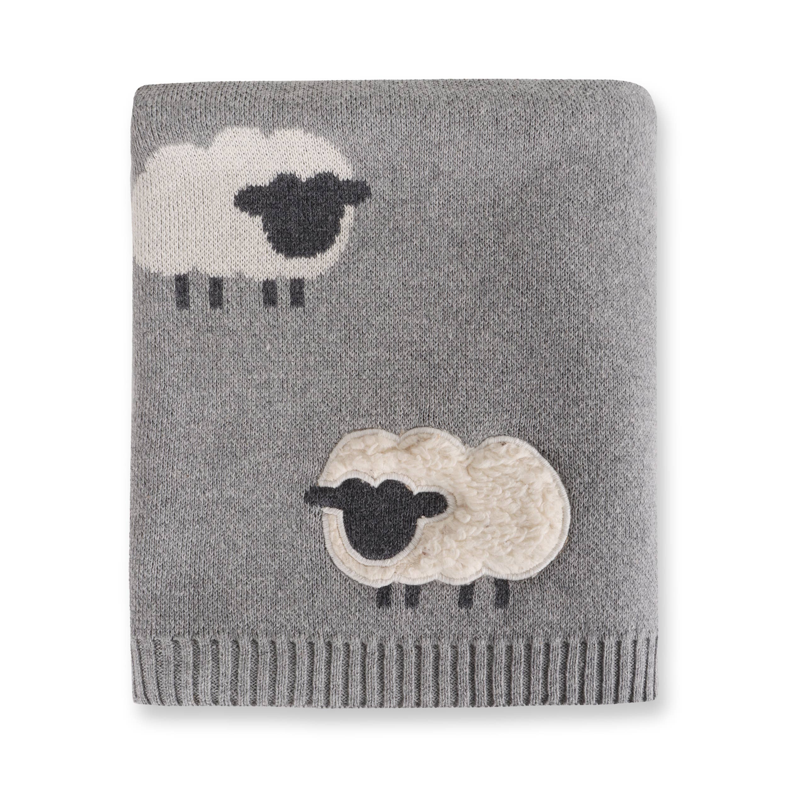 Viverano Organics Wooly Sheep 3D - Organic Cotton Jacquard Knit Baby Blanket