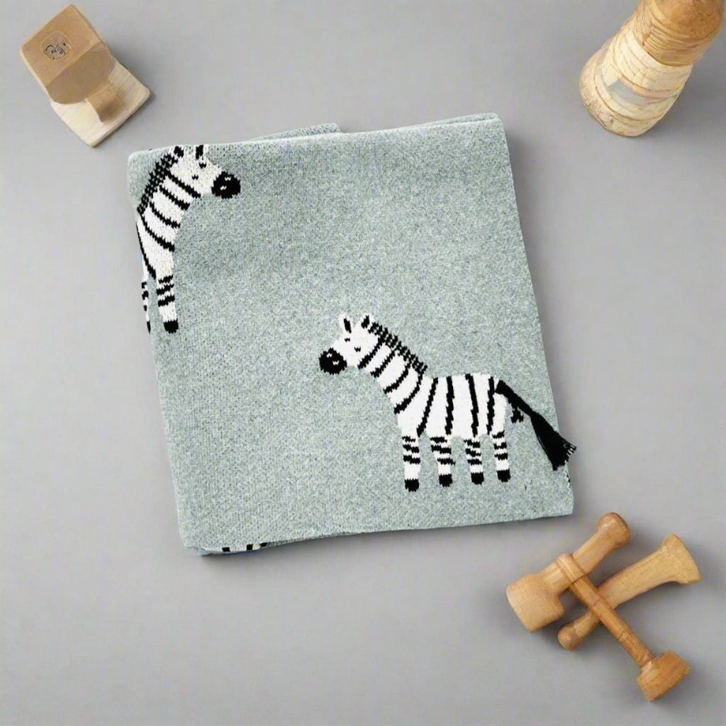The Baby Blanket Store Bundle Zebra 3D Baby Blanket & Giraffe Stuffed Animal Bundle | Organic Cotton